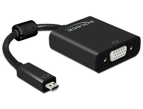 Delock Adapter HDMI Micro-D dugó > VGA hüvely audióval fekete (65558)