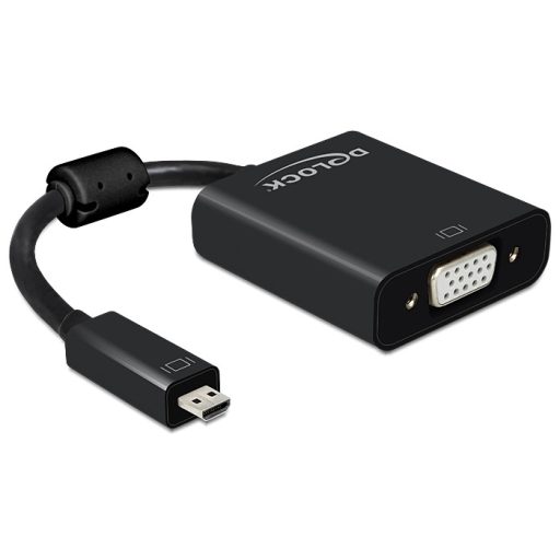 Delock Adapter HDMI Micro-D dugó > VGA hüvely audióval fekete (65558)