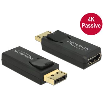   Delock Adapter Displayport 1.2-dugós csatlakozó > HDMI-csatlakozóhüvely 4K passzív, fekete (65571)