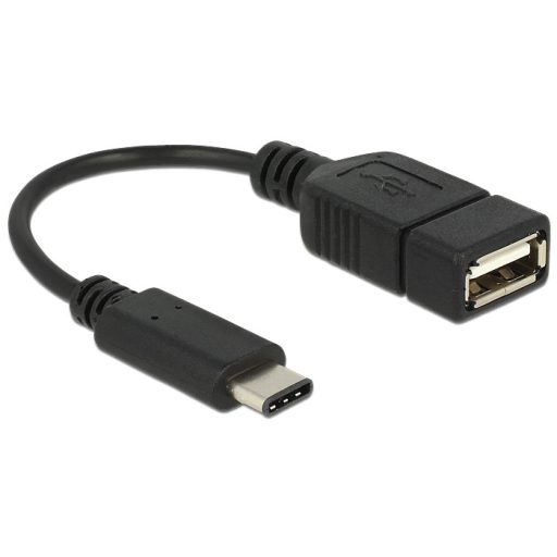 Delock Adapterkábel USB Type-C 2.0 dugó > USB 2.0 A típusú hüvely 15 cm fekete (65579)