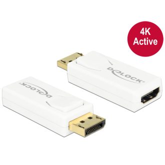   Delock Adapter Displayport 1.2-dugós csatlakozó > HDMI-csatlakozóhüvely 4K aktív, fehér (65580)