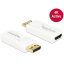 Delock Adapter Displayport 1.2-dugós csatlakozó > HDMI-csatlakozóhüvely 4K aktív, fehér (65580)