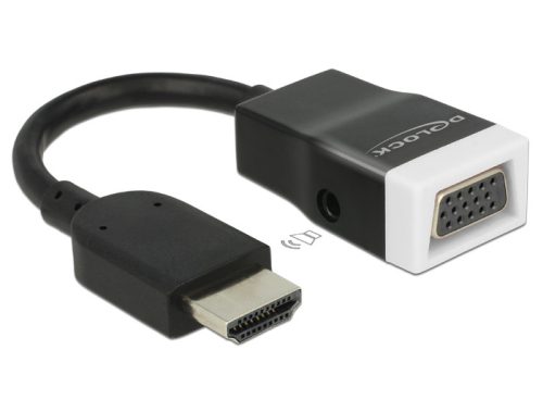 Delock Adapter HDMI-A dugó > VGA hüvely audióval, 15cm, fekete-fehér (65587)