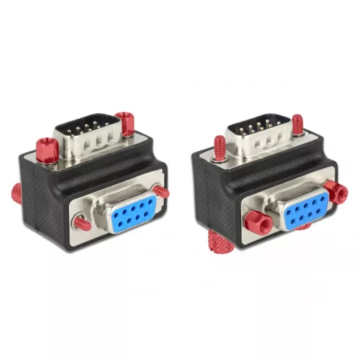 Delock adapter Sub-D 9 tűs apa > anya 90 -os szögben anya és csavar cserélhető (65593)