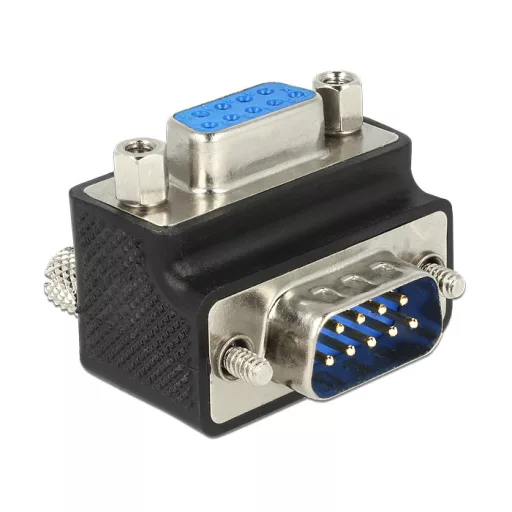 Delock Adapter Sub-D 9 tűs apa > anya 270 -os szögben cserélhető anyával és csavarral (65595)