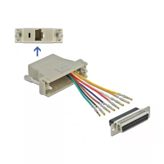   Delock Szürke Sub-D 25-tűs anya   RJ45 anya összekötő adapter (65600)