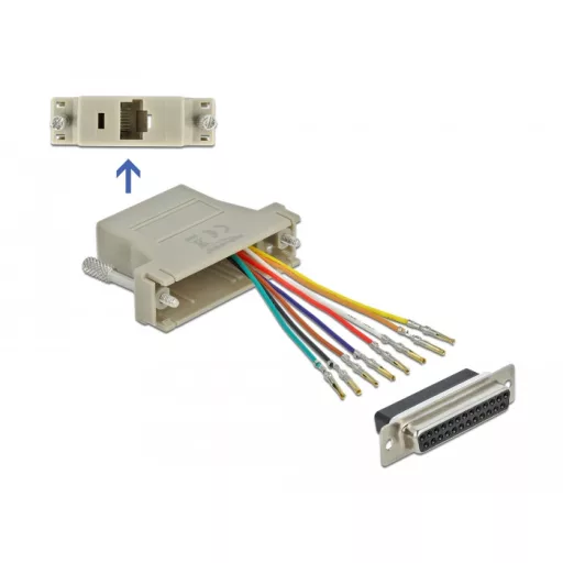 Delock Szürke Sub-D 25-tűs anya   RJ45 anya összekötő adapter (65600)