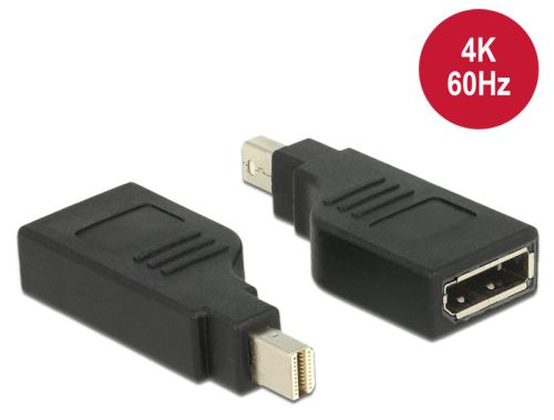 Delock Adapter, mini Displayport 1.2-es csatlakozódugó > Displayport-csatlakozóhüvely, 4K, 90 fokban (65626)