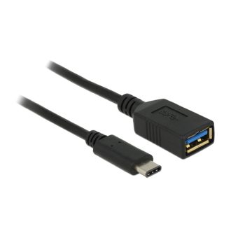   Delock nagy sebességű adapter USB (USB 3.1, Gen 1) USB C típus apa > USB A típus anya 15 cm fekete (65634)