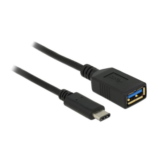 Delock nagy sebességű adapter USB (USB 3.1, Gen 1) USB C típus apa > USB A típus anya 15 cm fekete (65634)