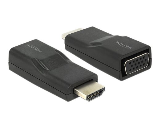Delock Adapter HDMI-dugós csatlakozó > VGA-csatlakozóhüvely fekete (65655)