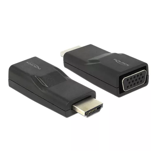Delock Adapter HDMI-dugós csatlakozó > VGA-csatlakozóhüvely fekete (65655)