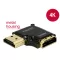 Delock adapter Gyors-sebességű HDMI Ethernettel - HDMI-A anya > HDMI-A apa 4K 90 fokos bal fekete (65660)