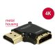 Delock adapter Gyors-sebességű HDMI Ethernettel - HDMI-A anya > HDMI-A apa 4K 90 fokos bal fekete