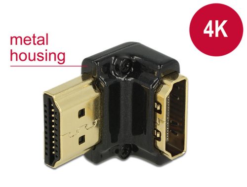 Delock adapter Gyors-sebességű HDMI Ethernettel - HDMI-A anya > HDMI-A apa 4K 90 fokos lefele fekete (65662)