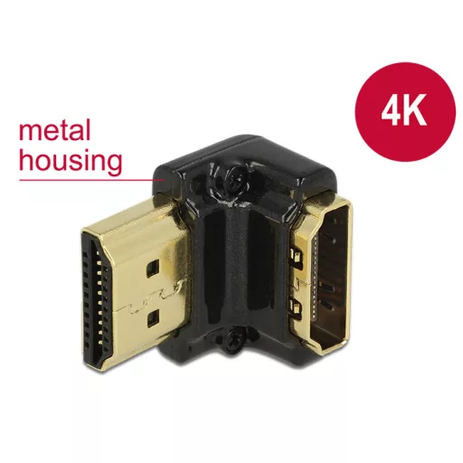 Delock adapter Gyors-sebességű HDMI Ethernettel - HDMI-A anya > HDMI-A apa 4K 90 fokos lefele fekete (65662)