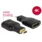 Delock adapter Gyors-sebességű HDMI Ethernettel - HDMI micro-D apa véggel > HDMI-A anya 4K fekete (65664)