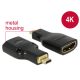 Delock adapter Gyors-sebességű HDMI Ethernettel - HDMI micro-D apa véggel > HDMI-A anya 4K fekete