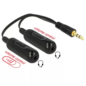   Delock Adapter Kábel audio splitter stereo jack apa 3.5 mm 3 pin > 2 x stereo jack anya 3.5 mm (65683)