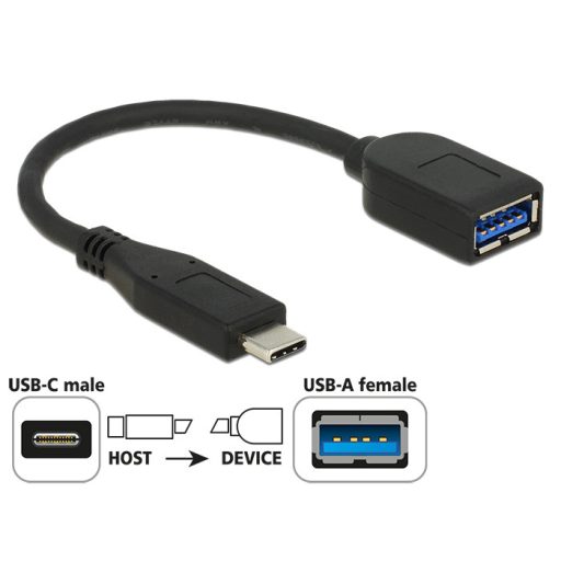 Delock adapter 10 Gbps (USB 3.1 Gen 2) USB Type-C apa > USB Type-A anya koaxiális fekete Prémium (65684)