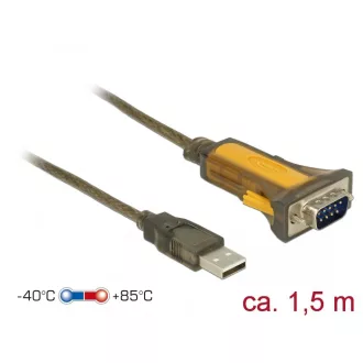   Delock Adapter USB 2.0 A-típusú dugó > 1 x kiterjesztett hőmérséklet tartományú soros RS-232 DB9 csa (65840)