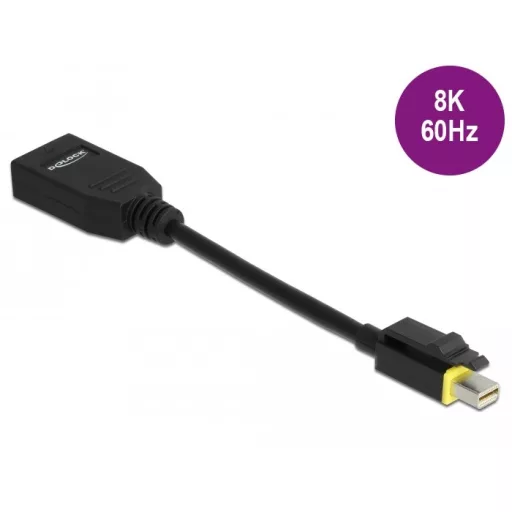 Delock Mini DisplayPort 1.4   DisplayPort adapter retesszel záró funkcióval 8K 60 Hz (65978)