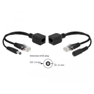   Delock Passzív PoE adapter készlet RJ45 DC 5,5 x 2,1 mm (66023)