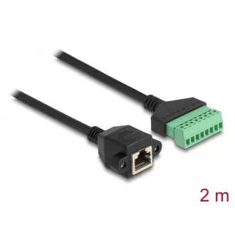   Delock RJ45 kábel Cat.6 anya - Terminal Block Adapter beépíthető, 2 m hosszú, 2 részes (66060)