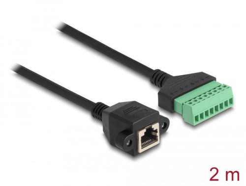 Delock RJ45 kábel Cat.6 anya - Terminal Block Adapter beépíthető, 2 m hosszú, 2 részes (66060)