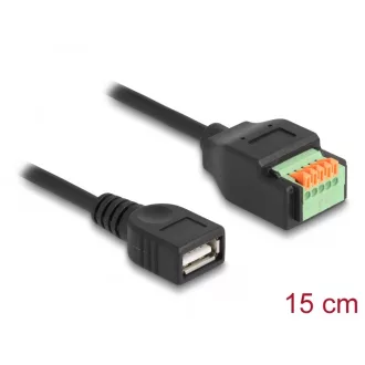   Delock A-típusú USB 2.0 kábel anya - terminal block adapter lenyomó gombbal 15 cm (66062)