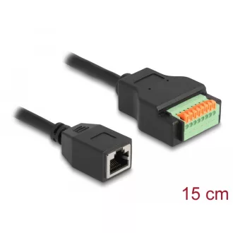   Delock RJ45 kábel Cat.5e anya - terminal block adapter lenyomó gombbal 15 cm (66065)