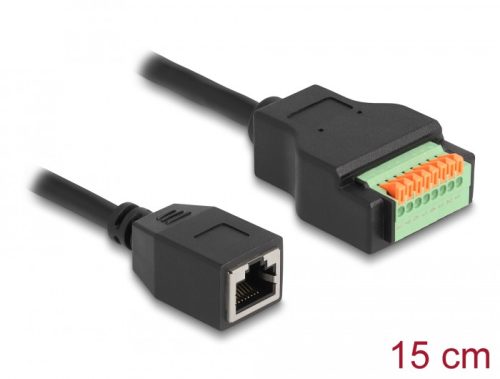 Delock RJ45 kábel Cat.5e anya - terminal block adapter lenyomó gombbal 15 cm (66065)