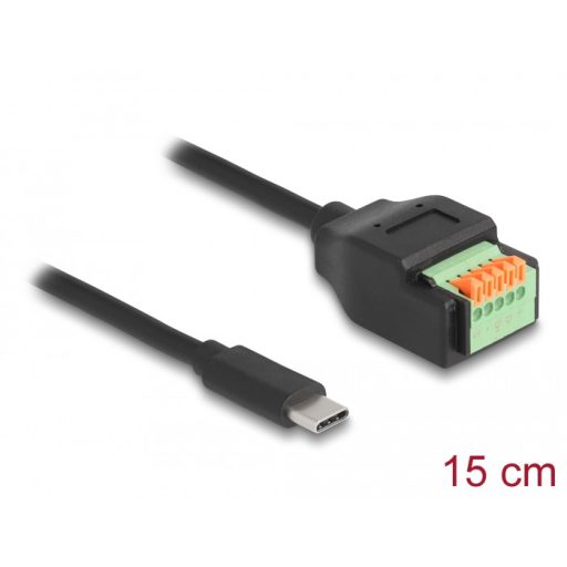 Delock ?USB Type-C 2.0 kábel apa - terminal block adapter lenyomó gombbal 15 cm (66066)