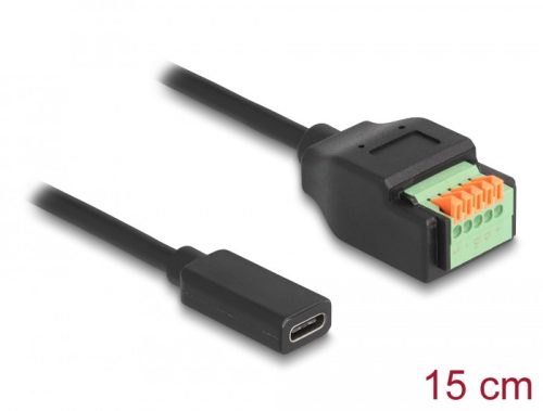 Delock ?USB Type-C 2.0 kábel anya - terminal block adapter lenyomó gombbal 15 cm