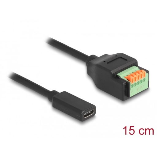 Delock ?USB Type-C 2.0 kábel anya - terminal block adapter lenyomó gombbal 15 cm (66067)