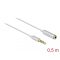 Delock Audio bővítő kábel sztereo jack 3,5 mm 4 tűs apa   anya, Ultra Slim 0,5 m, fehér (66072)