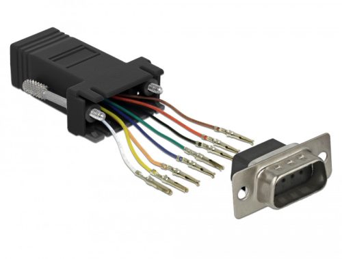 Delock Fekete Sub-D 9-tűs apa  RJ45 anya összekötő adapter