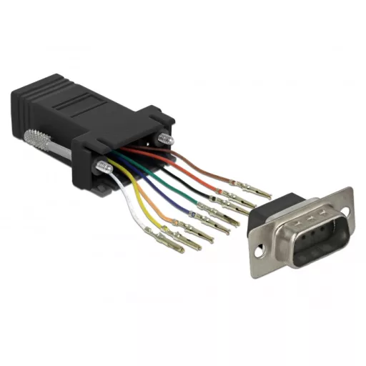 Delock Fekete Sub-D 9-tűs apa  RJ45 anya összekötő adapter (66166)