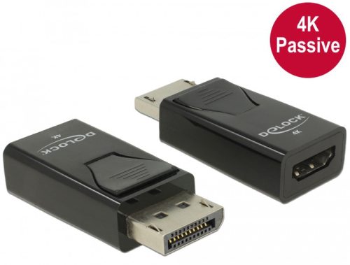 Delock Adapter Displayport 1.2-dugós csatlakozó > HDMI-csatlakozóhüvely 4K passzív fekete