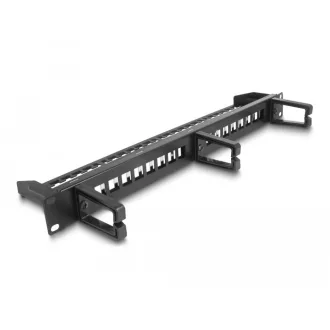   Delock 19  Keystone Patch Panel 16 port 3 kampóval és húzásmentesítő 1U fekete (66237)