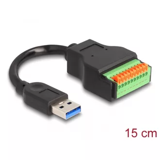   Delock A-típusú USB 3.2 Gen 1 kábel apa - terminal block adapter lenyomó gombbal 15 cm (66240)