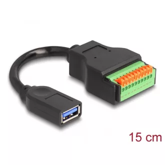   Delock A-típusú USB 3.2 Gen 1 kábel anya - terminal block adapter lenyomó gombbal 15 cm (66241)