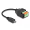 Delock Micro-B-típusú USB 2.0 kábel apa - terminal block adapter lenyomó gombbal 15 cm (66251)