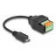 Delock Micro-B-típusú USB 2.0 kábel apa - terminal block adapter lenyomó gombbal 15 cm (66251)