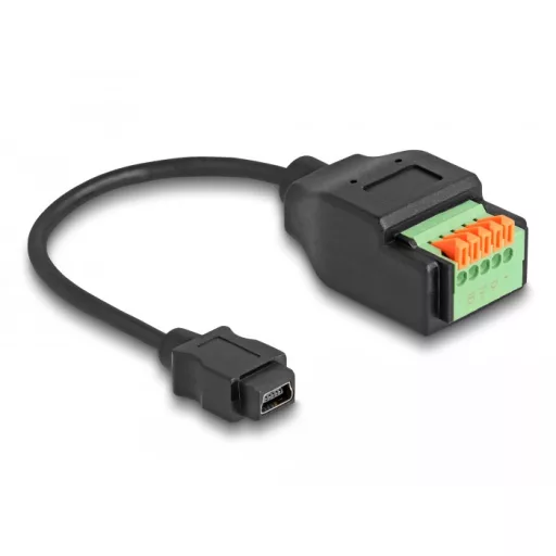 Delock Mini-B-típusú USB 2.0 kábel anya - terminal block adapter lenyomó gombbal 15 cm (66252)