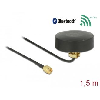   Delock WLAN 802.11 b/g/n antenna RP-SMA-dugó 2 dBi irányítatlan, rögzített, csatlakozókábellel RG-17 (66285)