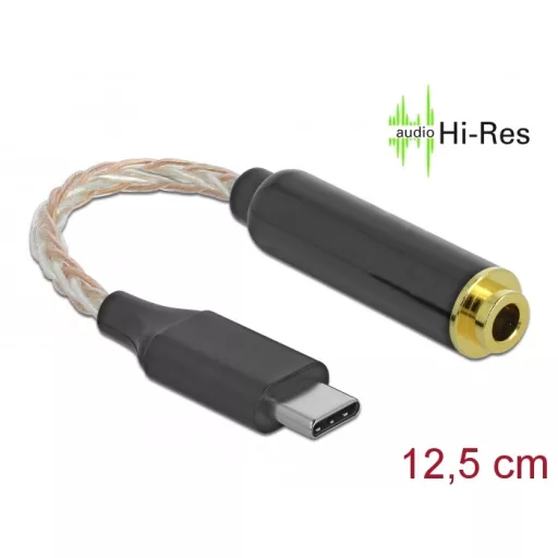 Delock Audio adapter USB Type-C  apa   4,4 mm 5-tus sztereo jack anya 12,5 cm (66302)
