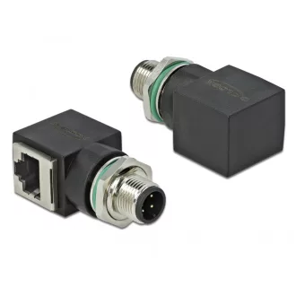   Delock Hálózati adapter M12 4 tűs D-kódolt adugó - RJ45 anya (66313)