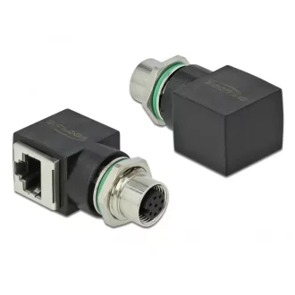   Delock Hálózati adapter M12 8 tűs A-kódolt anya - RJ45 anya (66314)