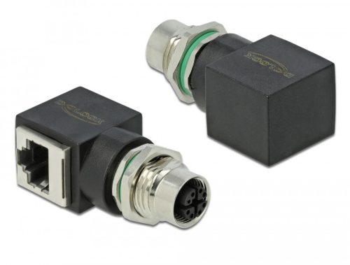 Delock Hálózati adapter M12 8 tűs X-kódolt anya - RJ45 anya (66316)